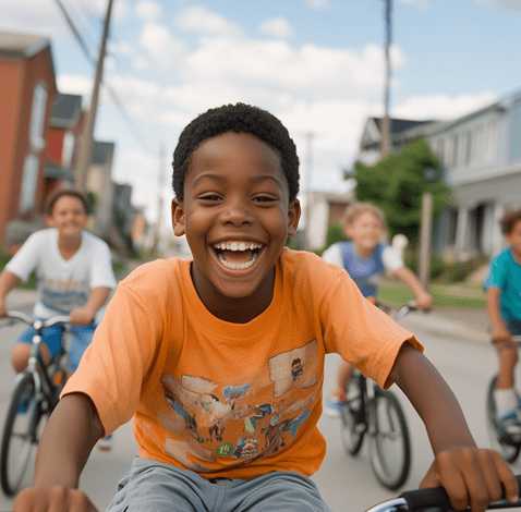 Kids biking